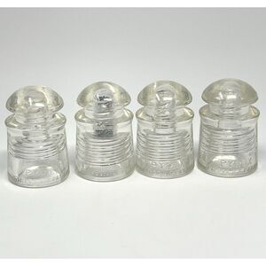 Vintage Insulators PYREX Clear Glass Pat. Appd For MOO JJ JV GO Lot Of 4